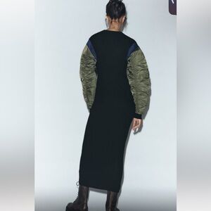Zara contrast nylon midi dress